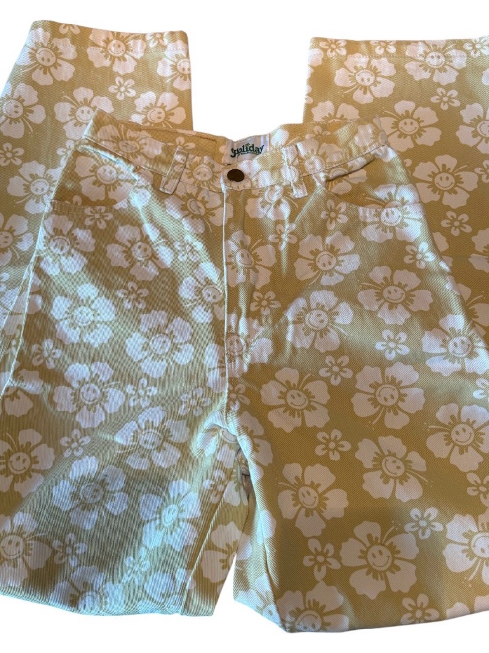 Women's Yellow Floral Jeans (v) - Picture 2 of 5